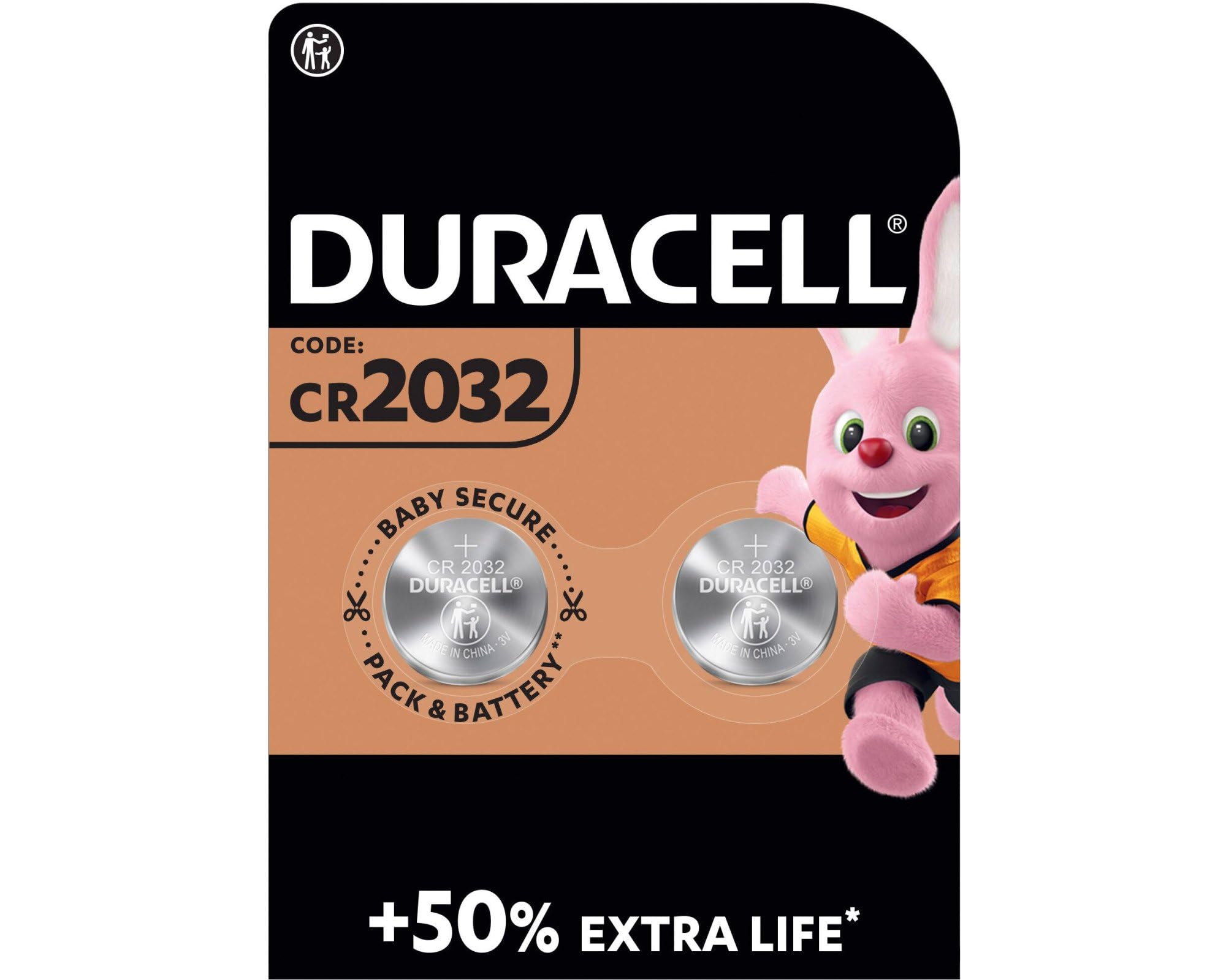 Duracell CR2032 Lithium Coin Batteries 3V (2 Pack) - Up to 70% Extra Life* - Bab