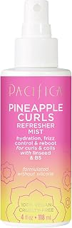 Pacifica Pineapple Curls Refresher Mist - Curl Refresher Spray, with Hyaluronic Acid, Vitamin B5 and Plant Oils, Vegan and Dermatologist Tested Curly Hair Products and Wavy Hair Products - 4 Fl Oz