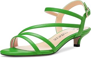 Castamere Women's Open Toe Low Kitten Heel Ankle Strap Sandals Buckle Closure Dress Office Casual Shoes 3.5 CM Heels