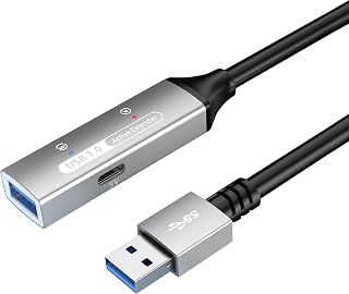PREMIUMCORD Active USB Extension Cable with Repeater 10 m, Type-A Female and Male Connectors, USB 3.2 Gen 1 SuperSpeed 5Gbit/s, Double Shielded, Aluminium Housing, Black, Length 10 m