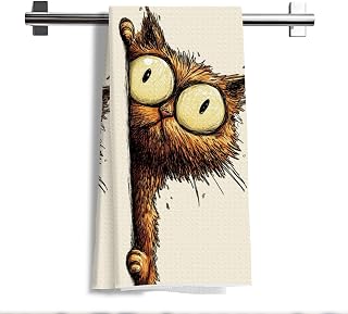 Funny Cat Peeking Kitchen Towel for Cat Lovers Decoration for Cat Lovers Gift for Women Decorative Kitchen Bathroom Tea Towels Home Decor Gift