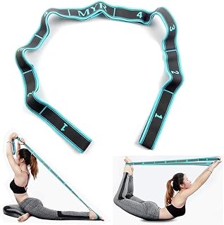 Yoga Strap with 9 Buckles, Elastic Sport Band for Fitness, Pilates and Stretching