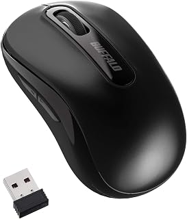 Buffalo BSMBW315BK Wireless 5-Button Mouse, Up to 584 Days, BlueLED, Black