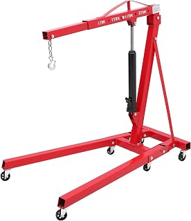 2 Ton (4400 LBS) Heavy Duty Folding Engine Hoist, Hydraulic Shop Crane with Lever & 6 Swivel Casters, Compact Cherry Picker for Garage, Warehouse & Workshop, Portable Engine Lift for Automotive Repair