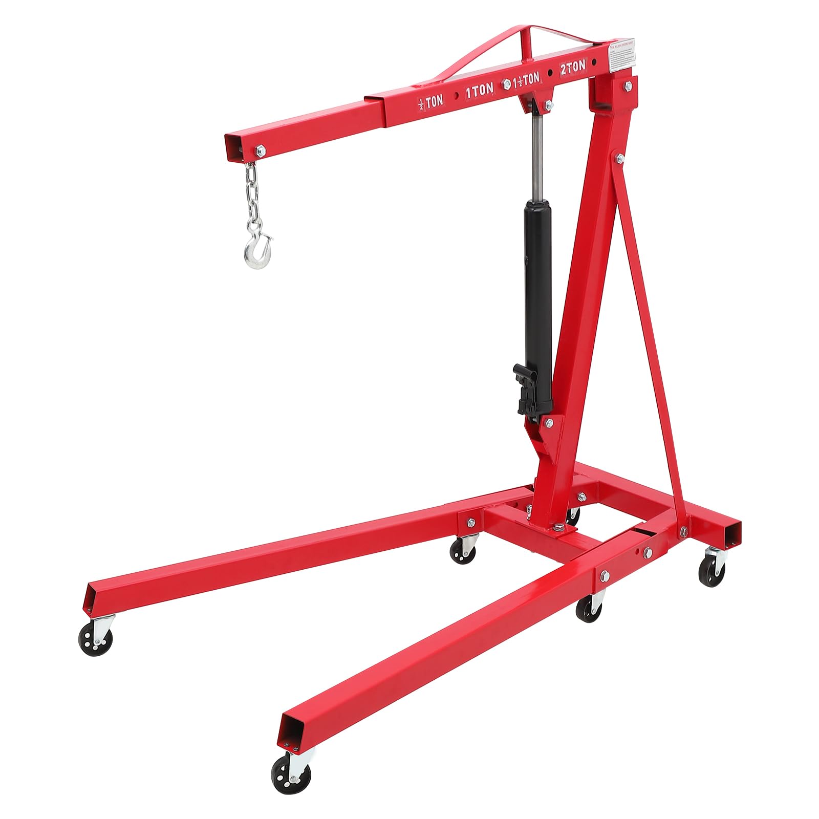 2 Ton (4400 LBS) Heavy Duty Folding Engine Hoist, Hydraulic Shop Crane with Leve