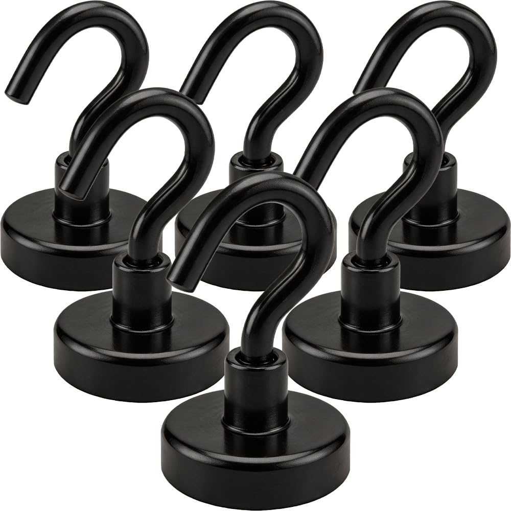 Black Magnetic Hooks, 20LB Strong Neodymium Magnetic Hooks for Cruise, Grill, To