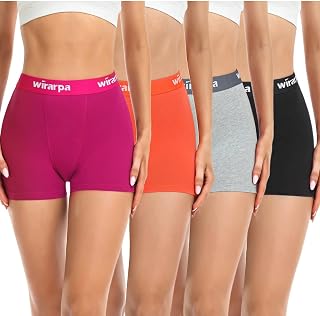 wirarpa Women's Cotton Boxer Briefs 3" Inseam Ladies Safety Boxer Shorts Anti Chafing Boyshorts Panties 4 Pack