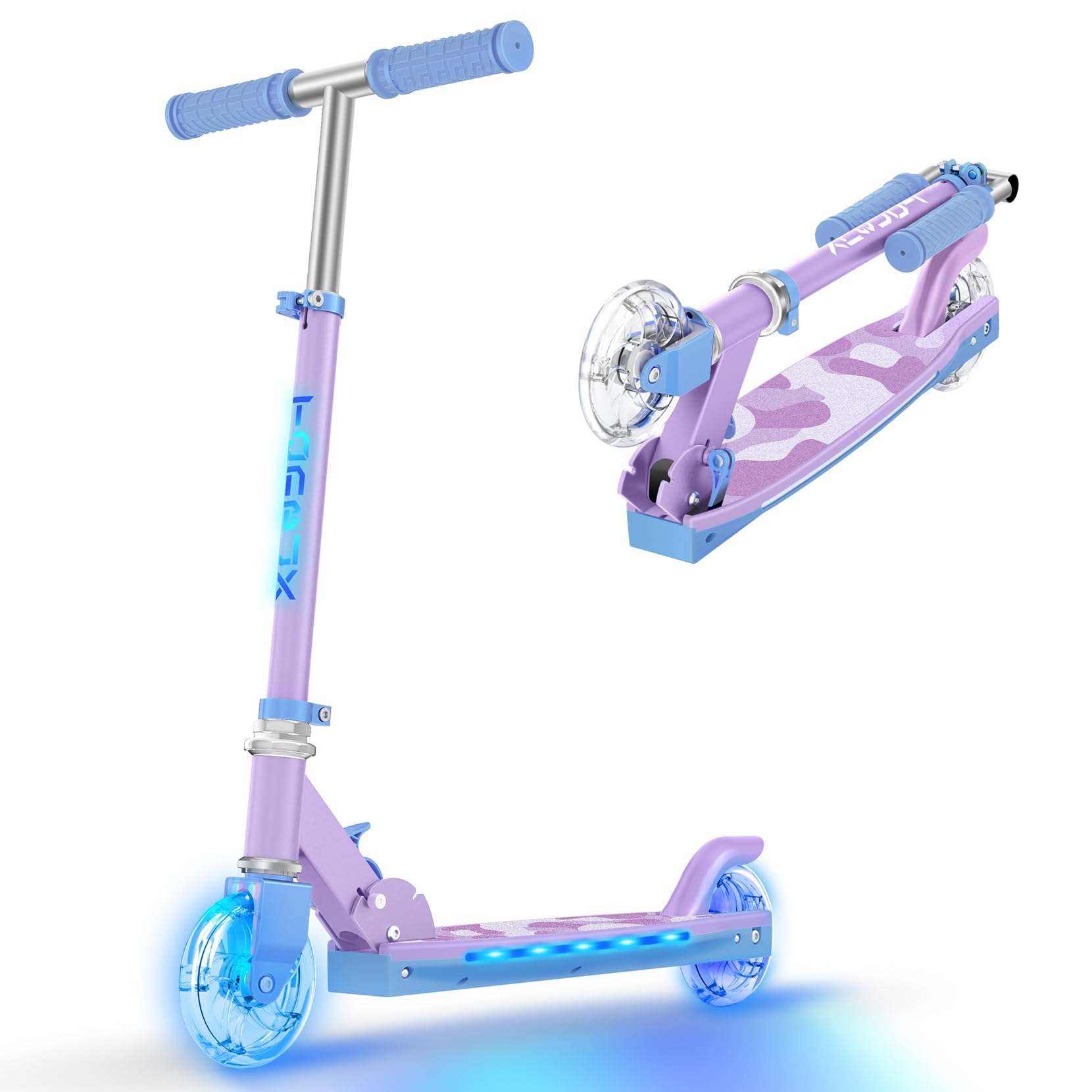 Scooter for Kids Ages 5-12 TONBUX Folding 2 Wheel Kids Scooter with Light Up Whe