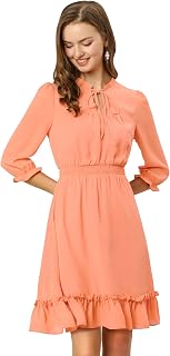 Allegra K Women 3/4 Sleeve Ruffle Hem Chiffon Short Dress Halloween Costume