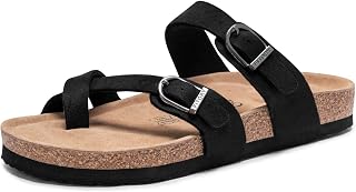 FITORY Womens Slides Sandals with Soft Cork Footbed,Comfort Arch Support