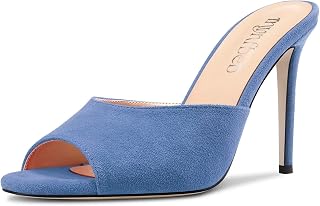 TNYNFBEB Women Stiletto High Heel Peep Open Toe Sandals Slingback Slip-on Wedding Office Cute Basic Classic 3.9 Inches Heels