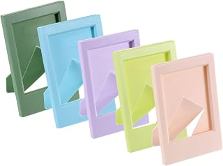 5 Pieces Mini Rectangle Picture Frames 2.4x3.6 Inch Small Photo Holder for Tabletop Display Photos, Paintings, Landscapes, Posters, Artwork, Multicolor