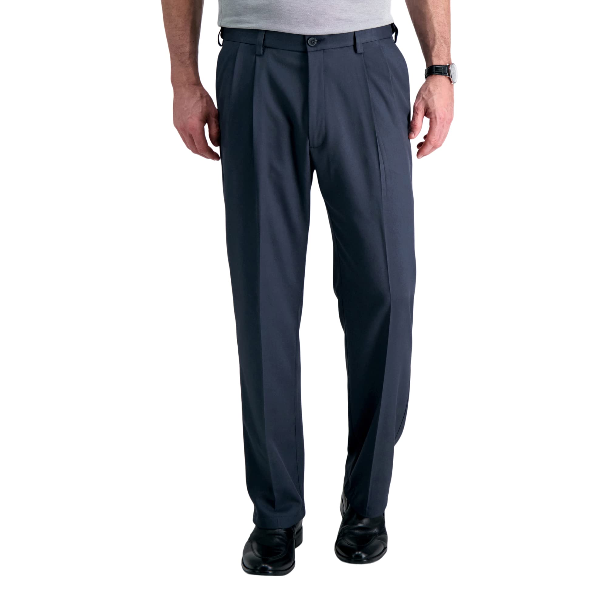 Haggar Men's Cool 18 Pro Classic Fit Pleat Front Hidden Expandable Waist Pant- R