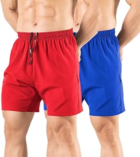 Gaglg Mens 5 Inch Running Shorts Pack of 2 Quick Dry Athletic Workout Gym Shorts with Zip Pockets