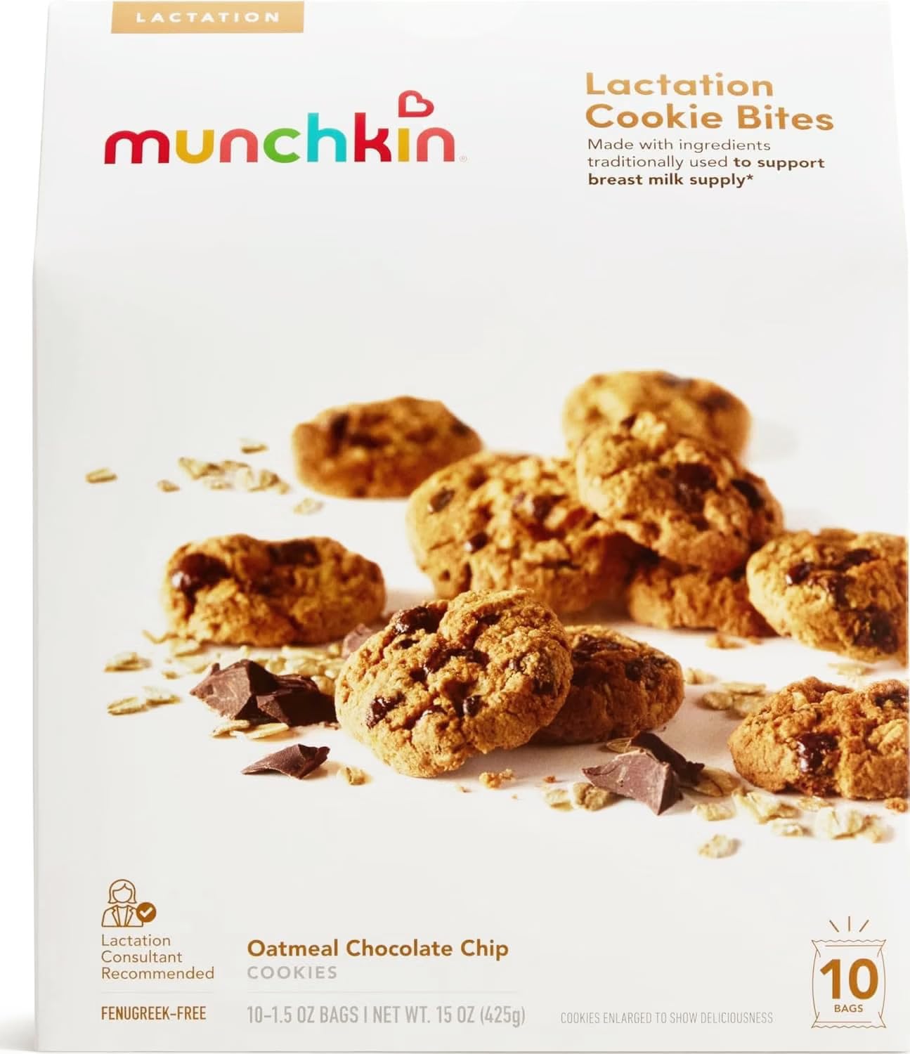 Munchkin Milkmakers Lactation Cookie Bites, Oatmeal Chocolate Chip