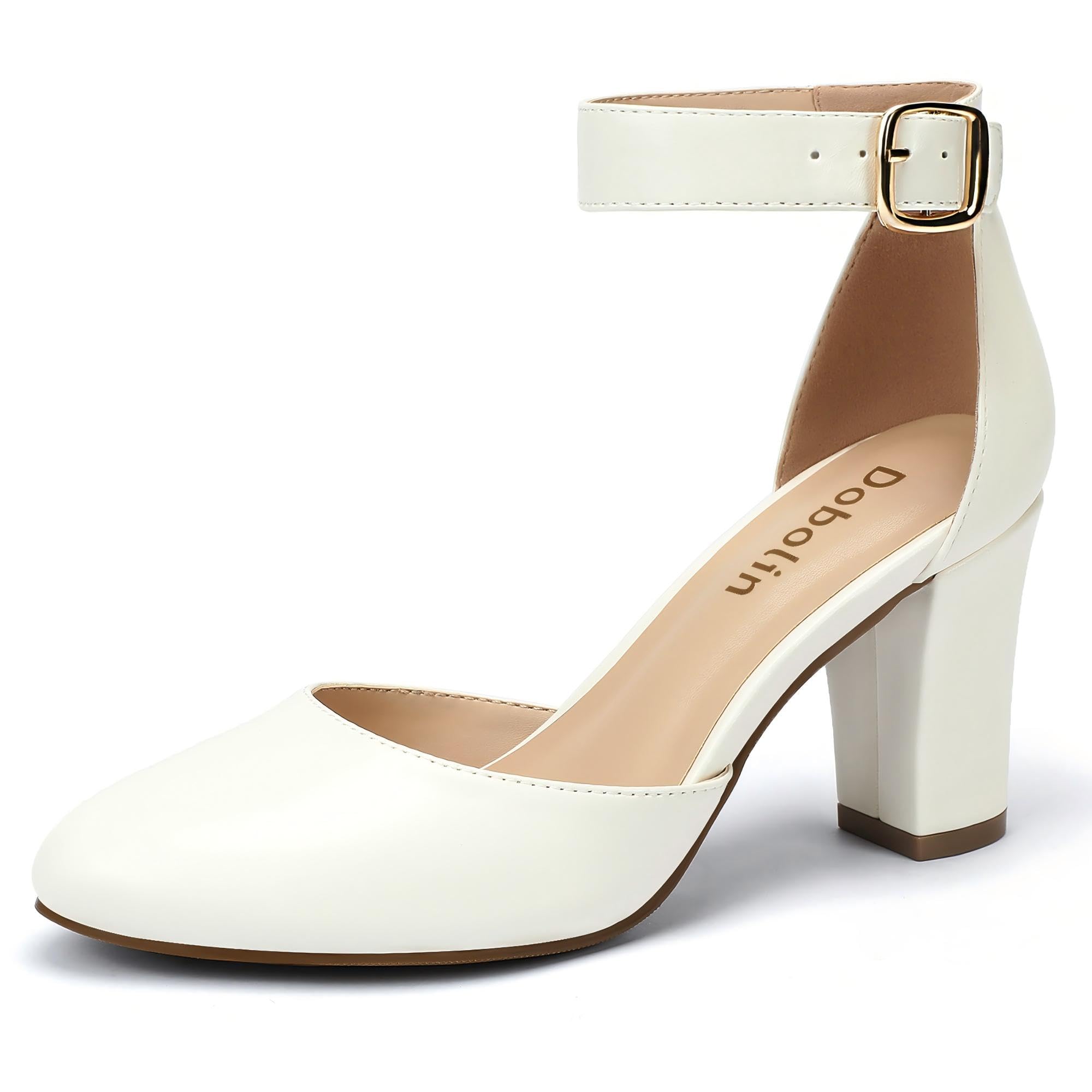 DOBOLIN Tacchi grossi da 7,6 cm di larghezza da donna, punta chiusa, scarpe da d