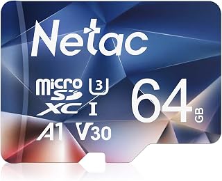 Netac 64GB MicroSDXC Memory Card, Micro SD Card R/W up to 100/30MB/s, TF Card 4K Full HD Video Recording, UHS-I, C10, U3, A1, V30, for Camera, Smartphone, Security System, Drone, Dash Cam