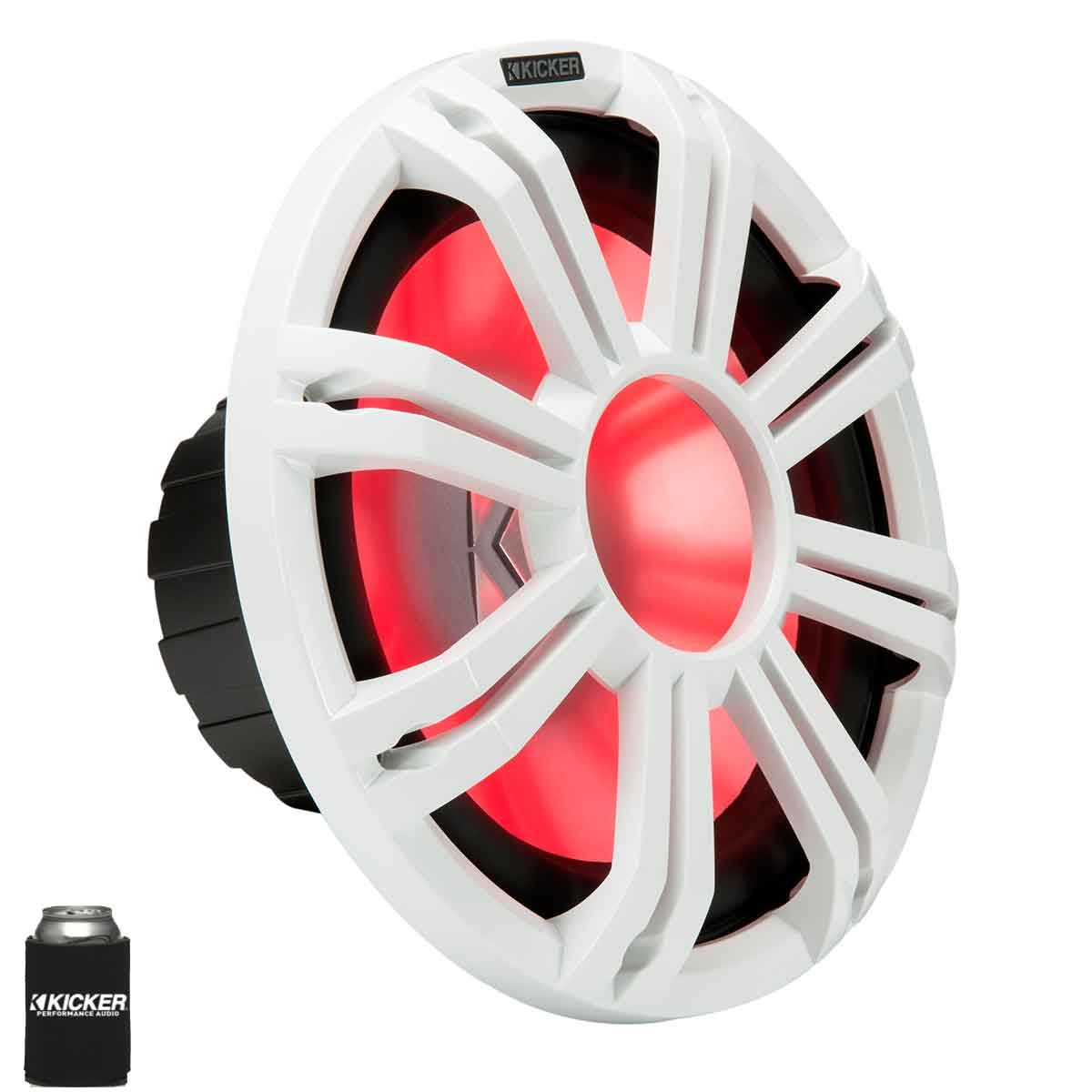 KICKER KMF124 12 in Marine Subwoofer 4 Ohm LED White Grill | 12 in marine subwoo