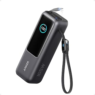 Anker Power Bank, 25,000mAh Travel Essential with 165W Total Output | 3 USB-C Ports with 100W Max Each, Built-In Retractable Cables, Flight-Ready, for iPhone 17 Series, MacBook, and More