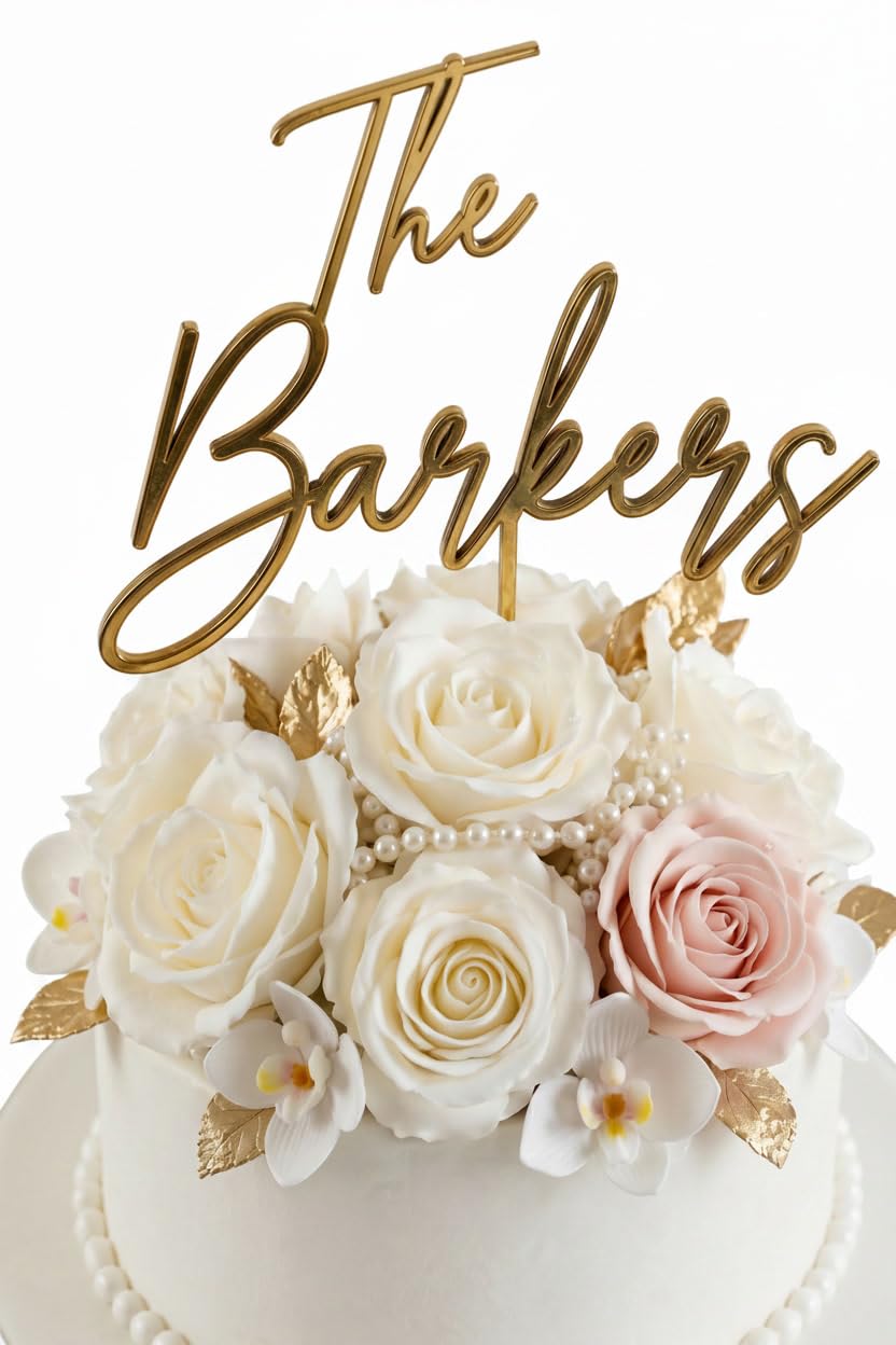 Custom Wedding Cake Topper 6 x 8 Inches (3.5 mm Thick) – Available in Gold, Blac