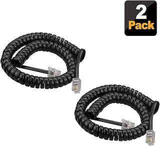 Telephone Cord, 4Feet Uncoiled Phone Cord Works with All Corded Landline Phones,Handset Cord, Universally Compatible,for Use in Home or Office, Telephone Accessory, Black, 2 Pack