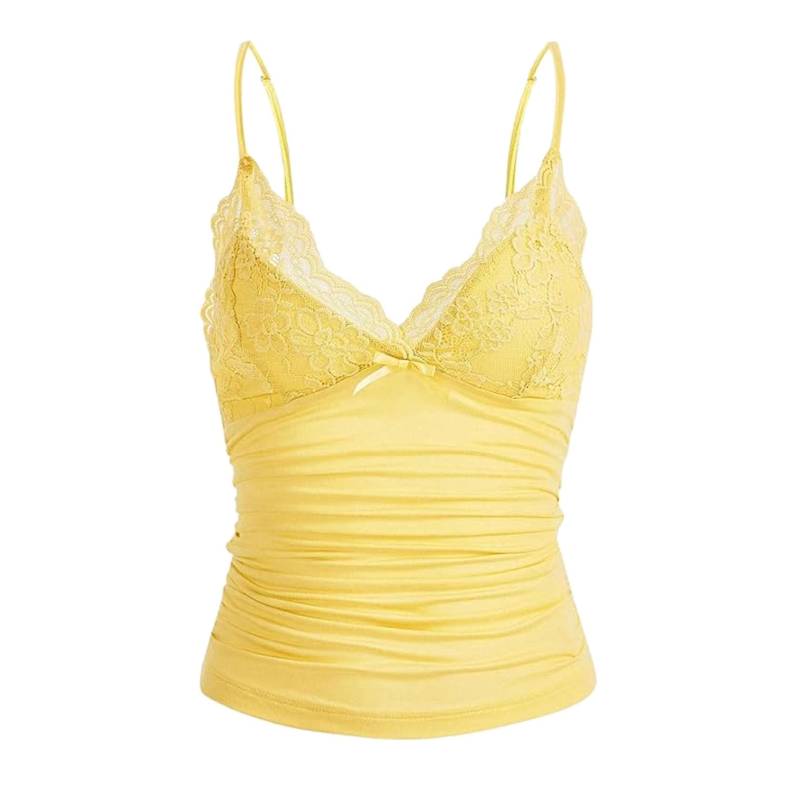 Naileksi Women Y2k Lace Trim Cami Top Spaghetti Strap Fairy Grunge Tank Top V Ne