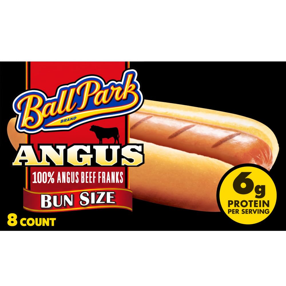 Ball Park Angus Beef Hot Dogs, Bun Size, 8 Count | No fillers or by-products; 10