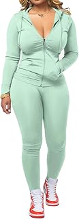 PINSV Women's 2 Piece Tracksuit Zip Hoodie and Leggings