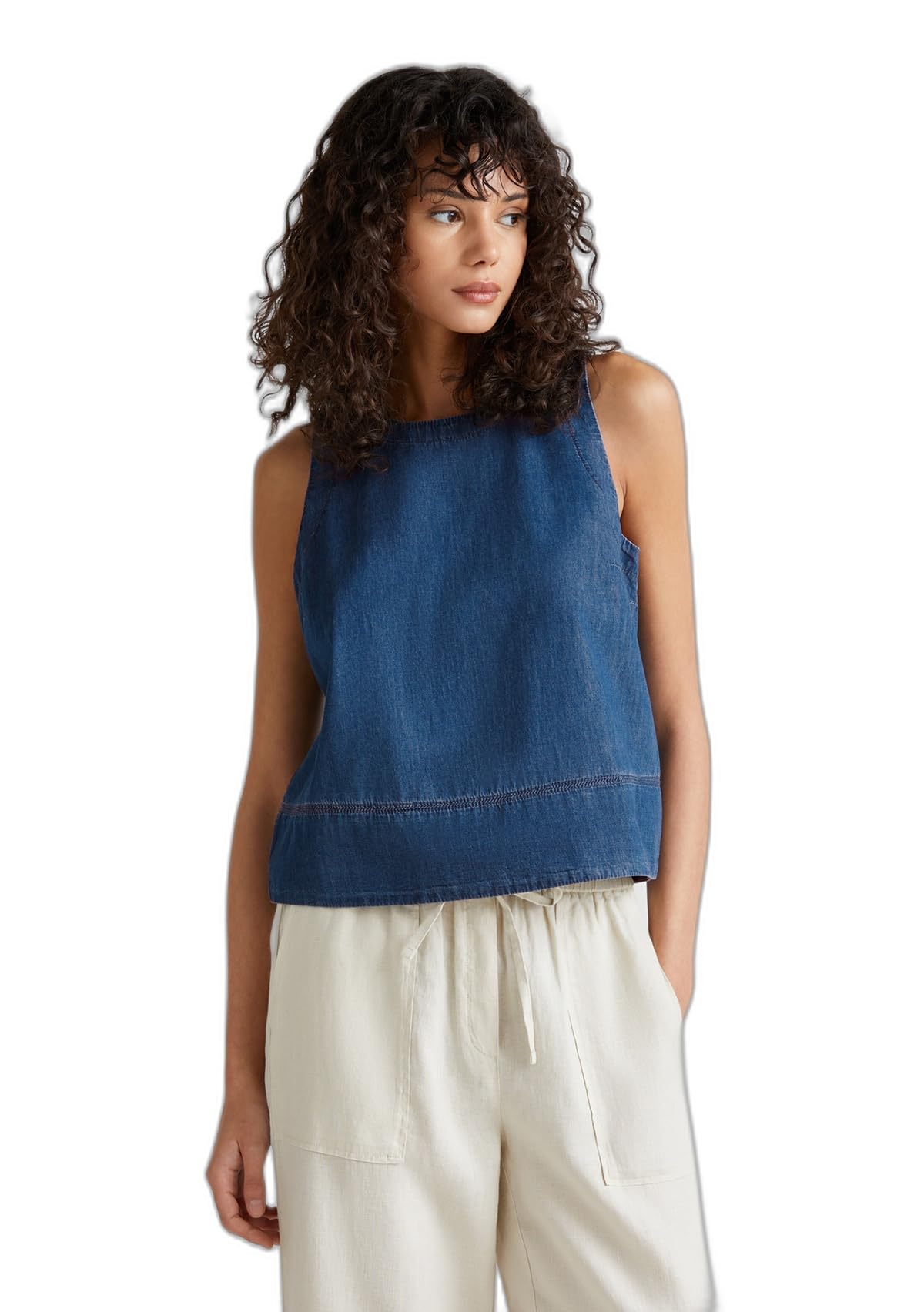 United Colors of Benetton Blusa 5DHJDH00Q Shirt, Blue, M Women, Blue, Medium