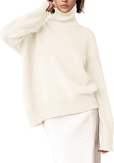 YKR Women's Turtleneck Sweater Chunky Long Sleeve Knitted Pullover High Low Hem Trendy 2026 Fall Winter Basic Jumper Top
