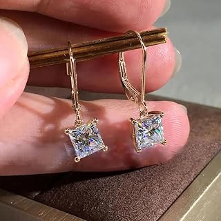 Luxury Engagement Drop Earrings Sparkling Cubic Zirconia Bright Wedding Jewelry Women