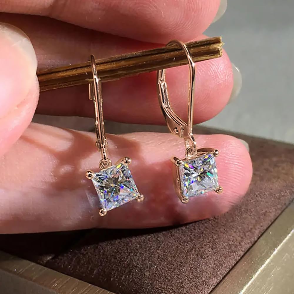 Luxury Engagement Drop Earrings Sparkling Cubic Zirconia Bright Wedding Jewelry 