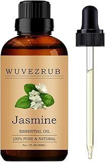 Wuvezrub Jasmine Essential Oil for Diffuser, Aromatherapy & DIY-30ml | Pure natural jasmine oil; ideal for diffuser aromatherapy, candle & soap DIY, home freshening & body massage, 1.01 fl oz