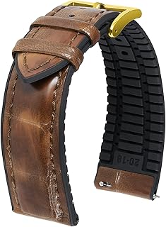 BINLUN Alligator Pattern Leather Watch Strap and Silicone Hybrid Replacement Quick Release Watch Bands for Men Women 14mm 16mm 18mm 19mm 20mm 21mm 22mm 5 Colors