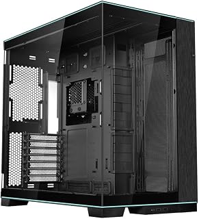 Lian Li O11D EVO RGB E-ATX Mid Tower Gaming PC Case, Tempered Glass, Black | Dual chamber modular computer case with custom RGB lighting, black desktop tower case for ATX gaming builds