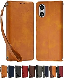 Shizukawill Case for Xperia 5 V SO-53D/SOG12/XQ-DE44, Leather-Style, Flip Cover, Light Brown, 1 Piece