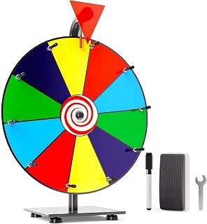 T-SIGN 12 Inch Heavy Duty Spinning Prize Wheel - 10 Slots Color Tabletop Roulette Spinner Wheel of Fortune - Spin The Wheel with Dry Erase Marker and Eraser Win The Fortune Spin Game for Trade Show