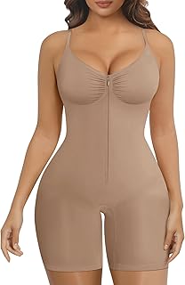 SHAPERX Shapewear Bodysuit for Women Tummy Control Seamless Zip-Up Body Shaper Snatched Waist Sculpting Body Suit