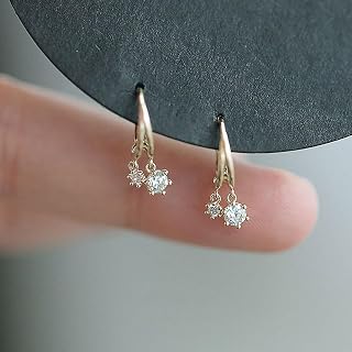 Delicate Round Cubic Zirconia Drop Earrings with Pendants Accessories for Women
