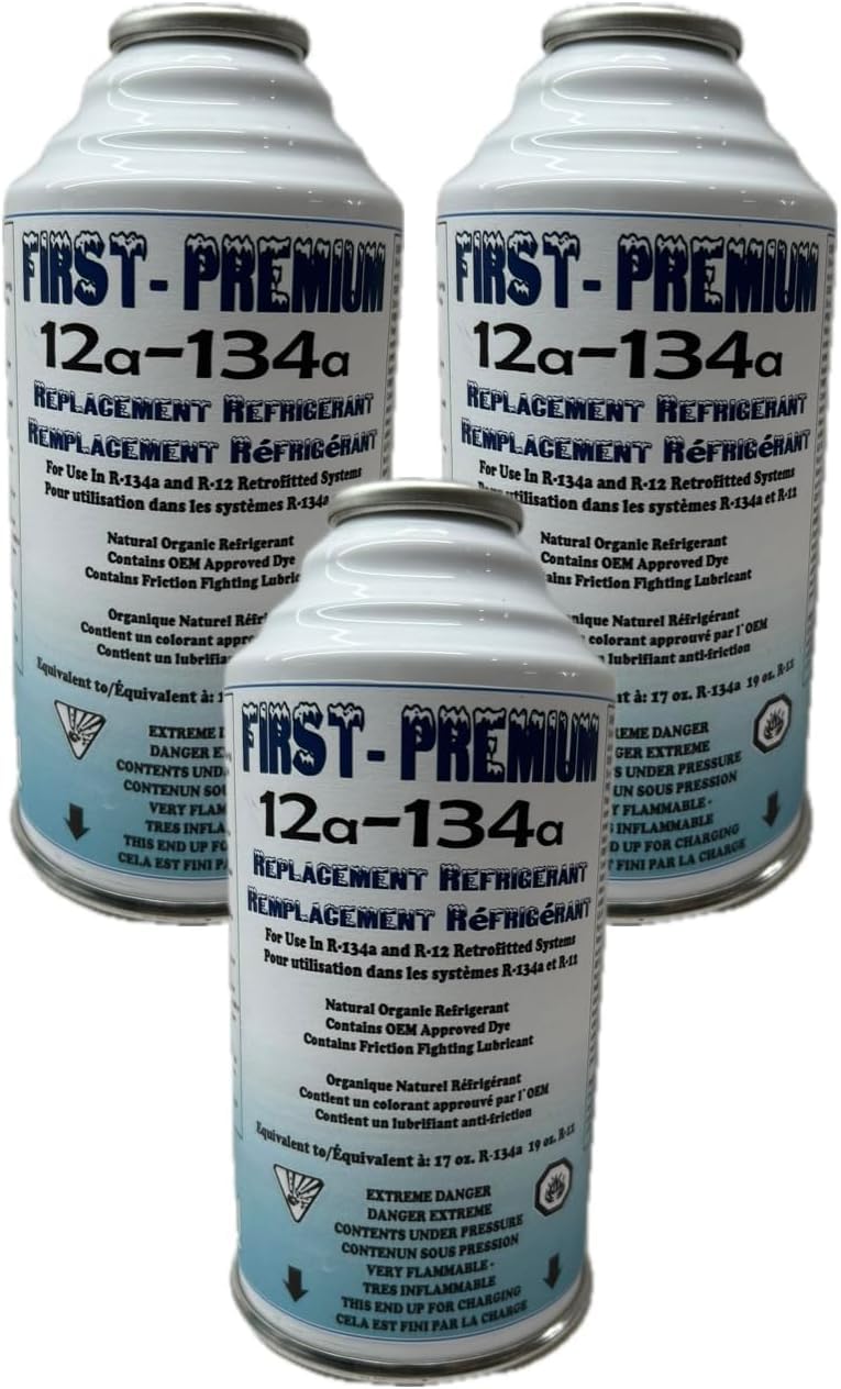 First-Premium AC Replacement Refrigerant R134a R12 Compatible - 6oz/3 Pack | Env
