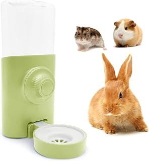 Rabbit Water Bottle, 600ml/21oz Hanging Water Dispenser Feeder Water Dish Cage Crate Hutch Bunny Puppy Cat Chinchilla Ferret Guinea Pigs Squirrel Hedgehog (Green)