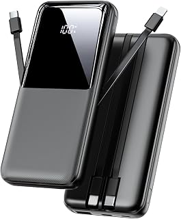 Power Bank Fast Charging, 15000mAh Portable Charger with Built-in Cables | Built-in USB-C&iOS Cables, Charge 4 At Once, LED Display, 22.5W Powerbank Compatible for iPhone 17/16 Android, TSA Approved