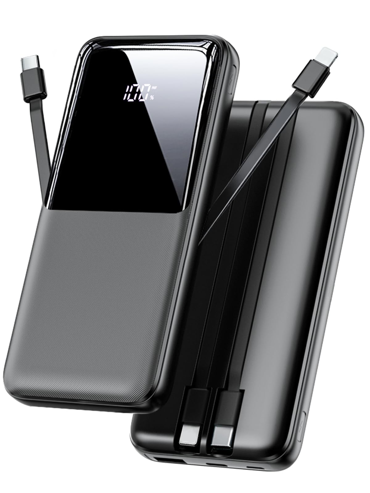 Power Bank Fast Charging, 15000mAh Portable Charger with Built-in Cables | Built