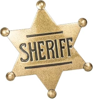 Sheriff's Badge,Western Sheriff Star Badge Pins,Honorary Hat Emblem Anniversary Commemorative Medal Emblem,Retro Hexagram Letter Alloy Brooch,Themed Birthday Pin Badges Decorations