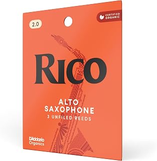 D’Addario Woodwinds - Rico Alto Sax Reeds - Reeds for Alto Saxophone - Alto Saxophone Reeds Crafted for Beginners, Students, Educators - Strength 2.0, 3-Pack