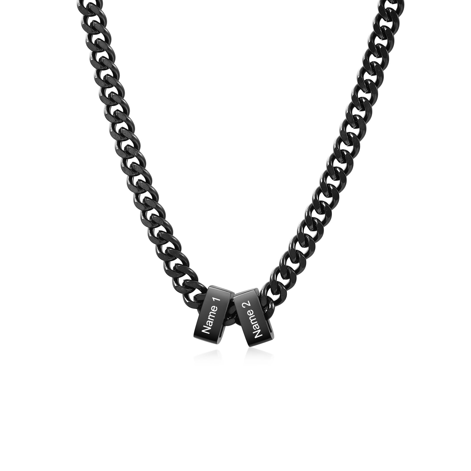 Personalized Necklace for Men Custom Stainless Steel Chain Cuban Link Necklace E