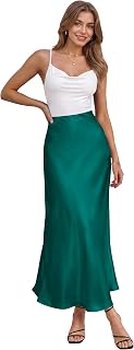 Hybrid & Company Women's High Waist Satin Maxi Skirt