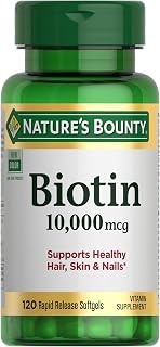 Nature's Bounty Biotin Hair Skin and Nails Vitamins, 120 Softgels | Supports Healthy Hair, Skin and Nails, 10,000mcg