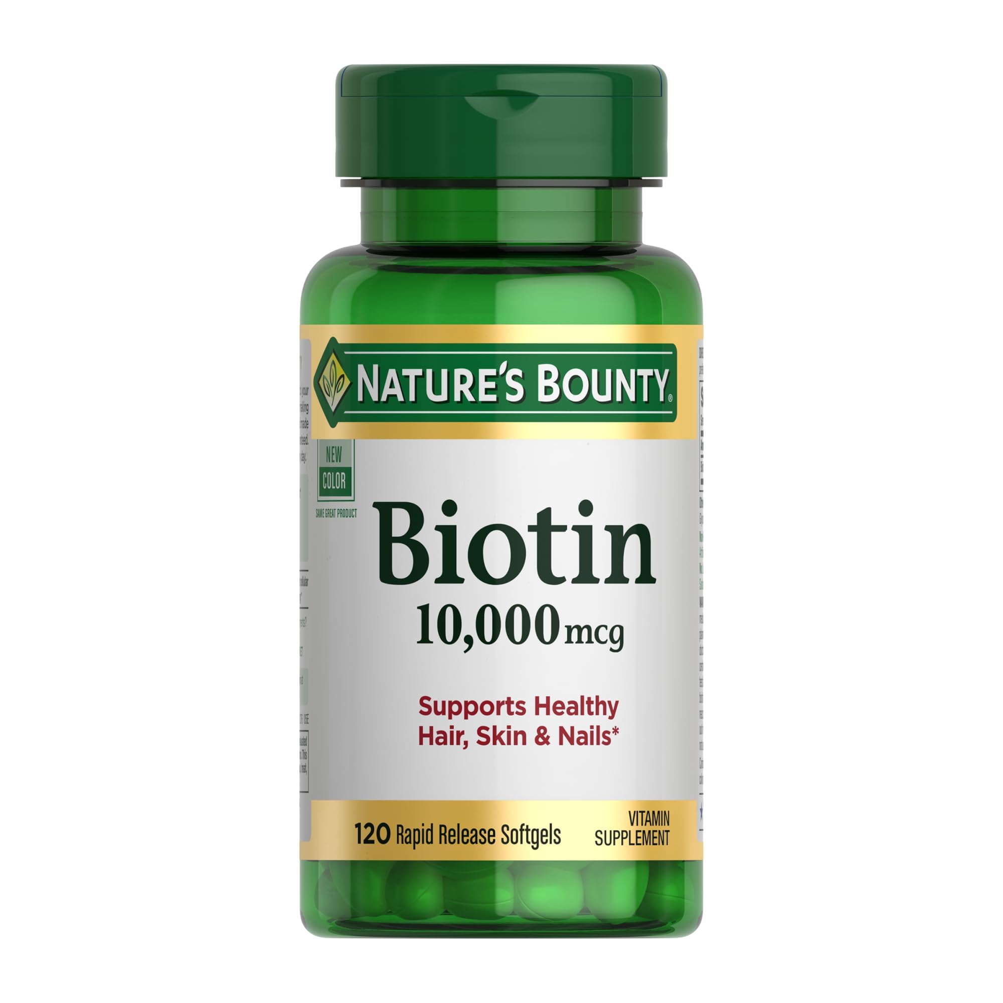 Nature's Bounty Biotin Hair Skin and Nails Vitamins, 120 Softgels | Supports Hea