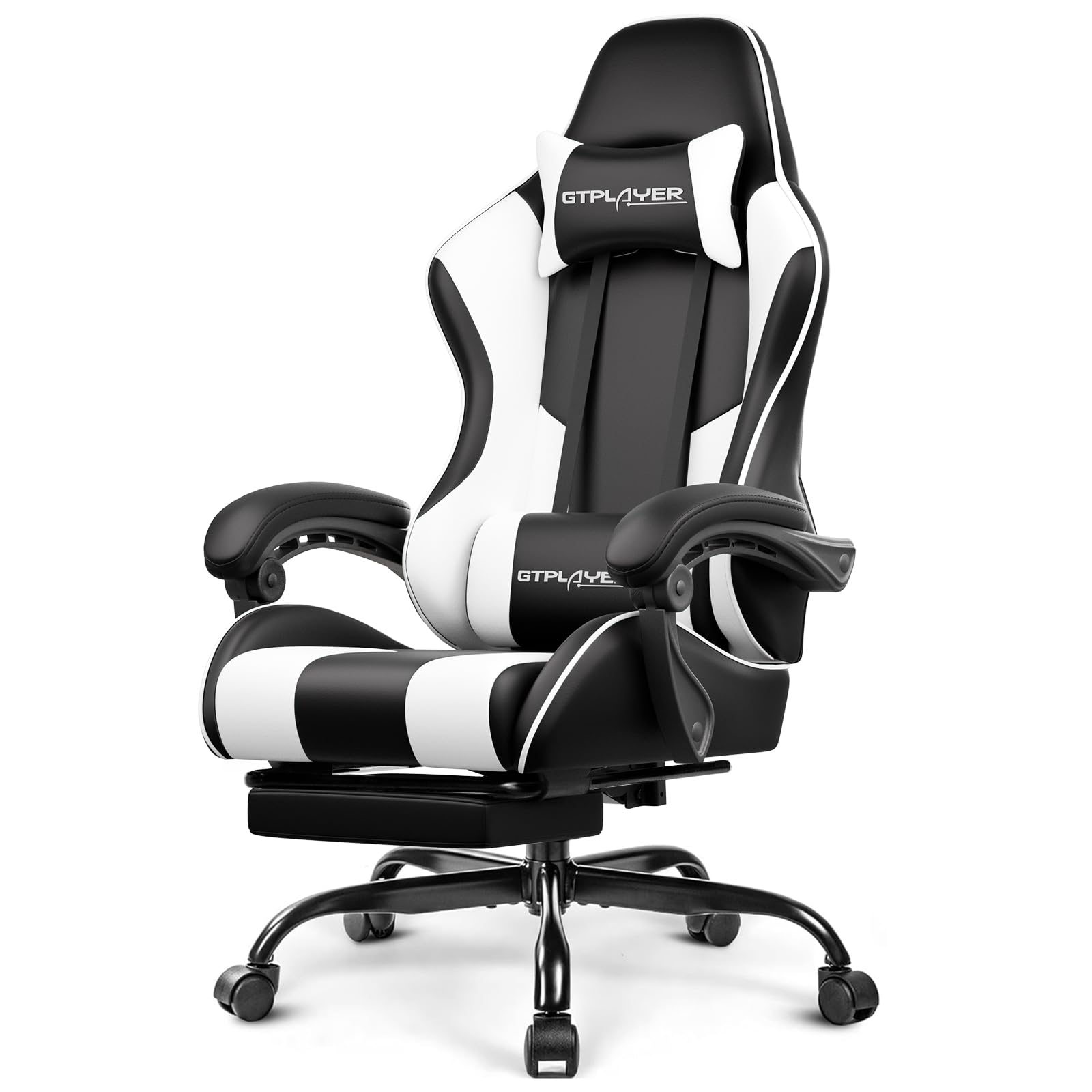 GTPLAYER Gaming Chair, Computer Chair with Footrest and Lumbar Support, Height A